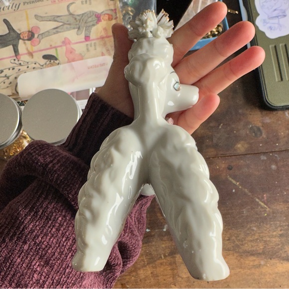 Vintage White Ceramic Spaghetti Poodle / MCM - Kitsch - Picture 4 of 5